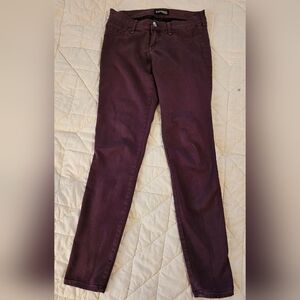 Express Burgundy Colored Low Rise Skinny Jeggings